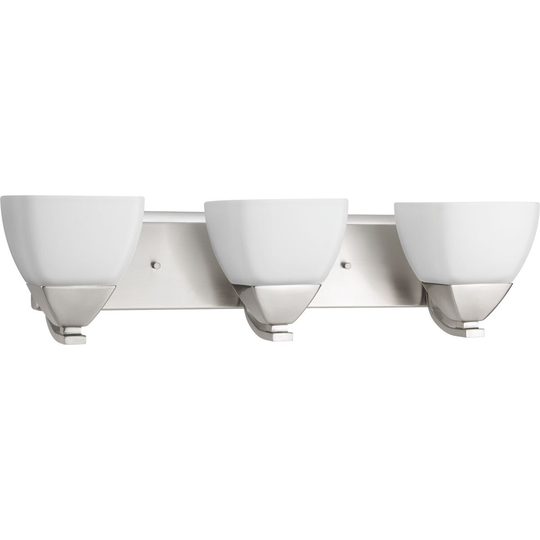 Appeal Collection 3-Light Brushed Nickel Etched White Glass Modern Bath Vanity Light