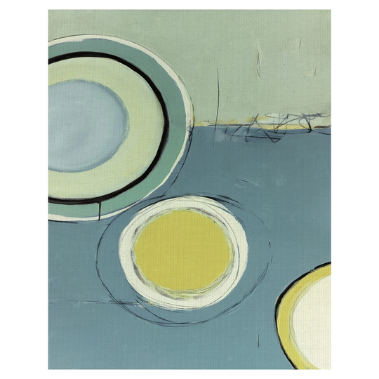 Fine Art canvas Circle Series 13 Green Abstract Canvas Art Print - Multi-color