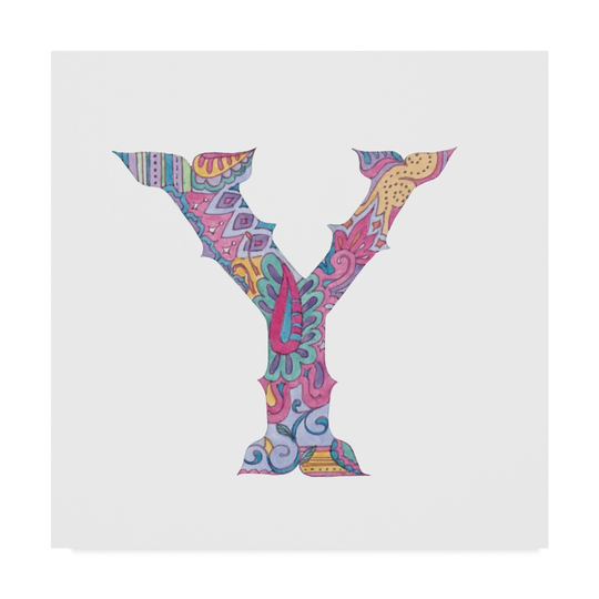 Green Girl Canvas 'Y Colorful' Canvas Art - Multi-color