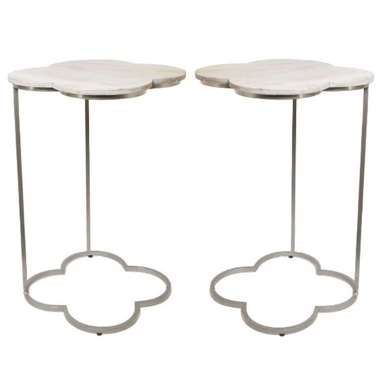 End Table in Silver with Distressed Wood - Set of 2 - 54 x 84