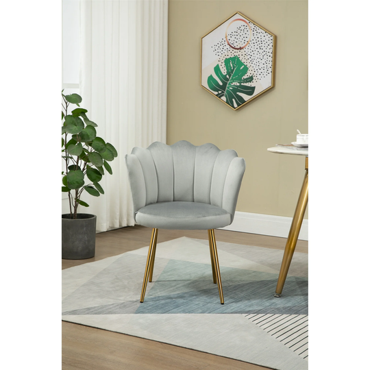 Modern Living Room Chair/Dining Chairs Comfortable Teddy Fabric Padded Seat Arm Chairs with Cozy Backrest and Metal Leg