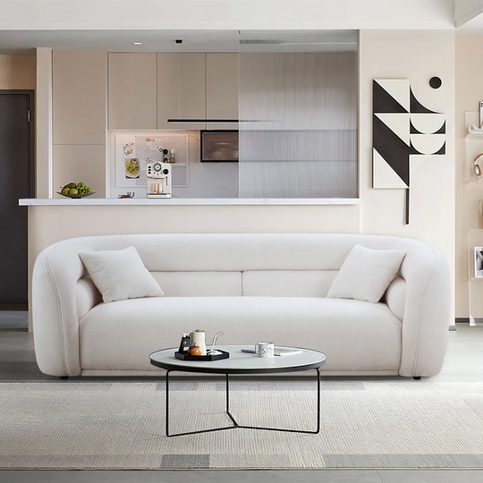 Williamspace 90.6" Upholstered Curved Sofa With 2 Pillows Included