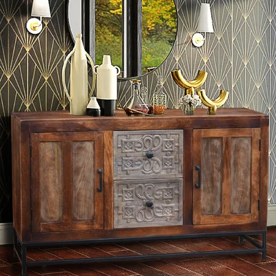 Amaranthine 55.1" Wide 2 Drawer Mango Wood Sideboard