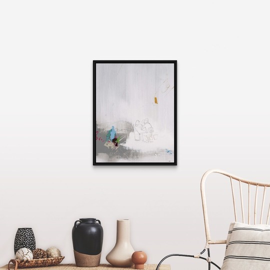 "Down the Street III" Black Float Frame Canvas Art