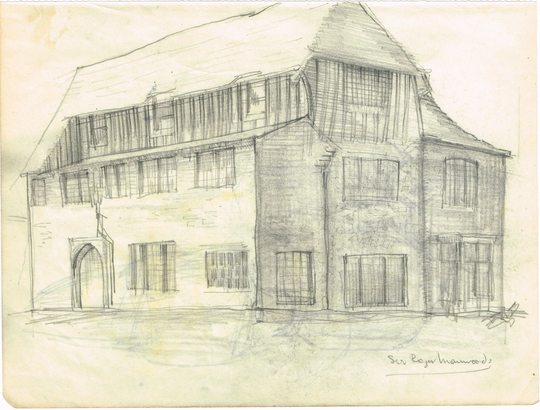 Antique Vintage Original 1950S, Pencil Sketch Picture Of People Sitting Room By Edmund Hartley, The Thanet Art School, Margate, Society 67