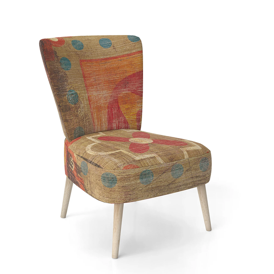 Designart 'Moroccan Orange Tiles Collage II' Upholstered Bohemian Chic Accent Chair
