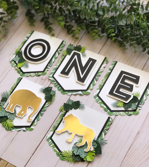 Wild One High Chair Banner | Happy Birthday Safari One Jungle Animals Decoration