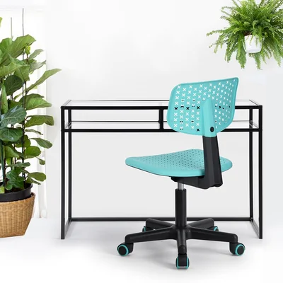 Plastic Student Chair Adjustable Swivel Ergonomic Home Office Chair Hollow Star Light Blue