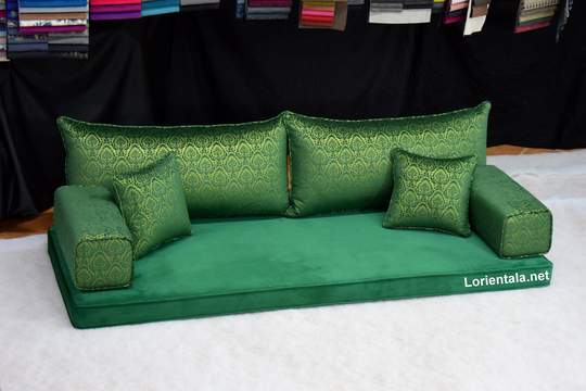 Velvet Green Oriental Floor Sofa Arabic Living Room Boho Cushions Seating Bed Moroccan Palette Furniture Bench Pads Couch Covers Pillows Set