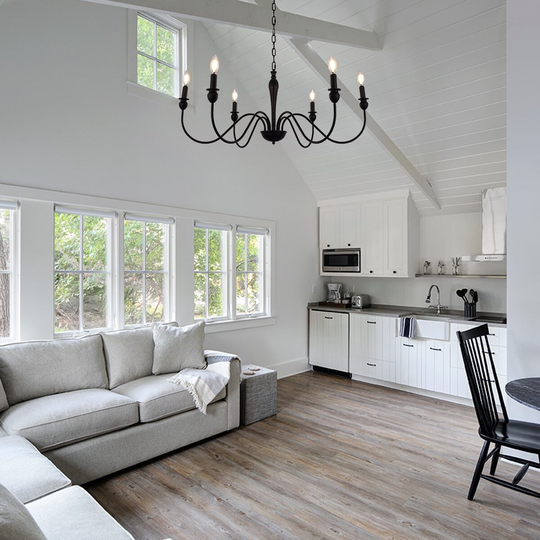 6-Light/8-Light Farmhouse Chandelier, Industrial Iron Chandelier Lighting, Classic Candle Ceiling Pendant Light Fixture
