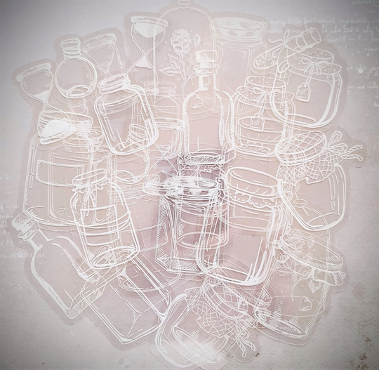 Clear Bottle Jar Sticker Set For Collage Journals Scrapbook Cards Tags Planner, Variety Of Container Stickers Pack 30 Pieces