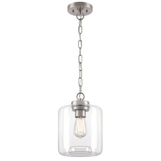 Westinghouse Lighting Judd One Light Indoor Mini Pendant, Brushed Nickel Finish, Clear Glass - 1-Light