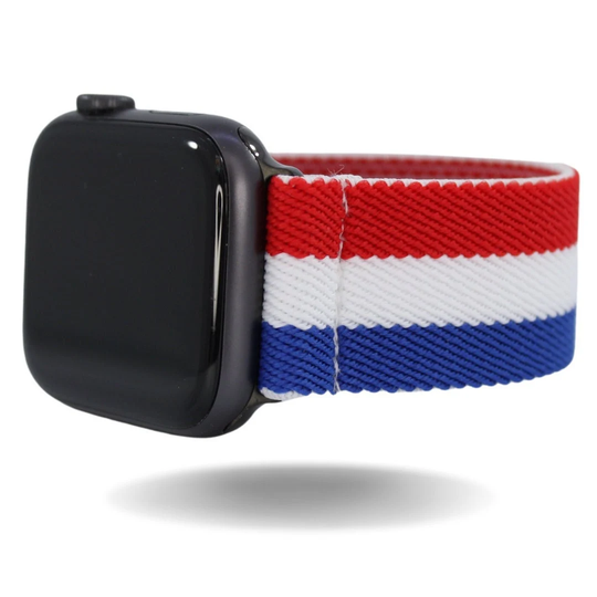Elastic Watch Band For Apple - All Series | Models 1 8, Se, Ultra- Red White Blue Stripes Flag Summer Patriotic