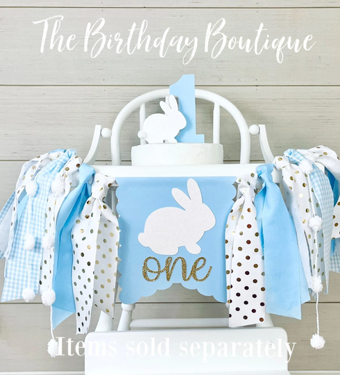 Bunny First Birthday High Chair Banner| Some Is One| Boy 1st Birthday| Pastel Party Decoration| Matching Cake Topper & More