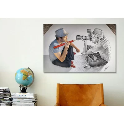 'Pencil with Camera 73 Illustrator vs Photographer' by Ben Heine Graphic Art on Wrapped Canvas