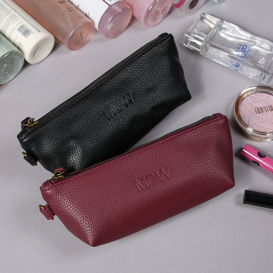 Personalized Pencil Case Vegan Leather Make Up Bag Bridesmaid Gift Cosmetic Organizer Wedding Bridal Pouch