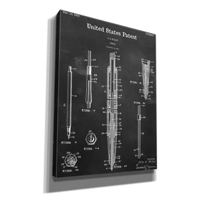 Mechanical Pencil Blueprint Patent Chalkboard - Wrapped Canvas Drawing Print