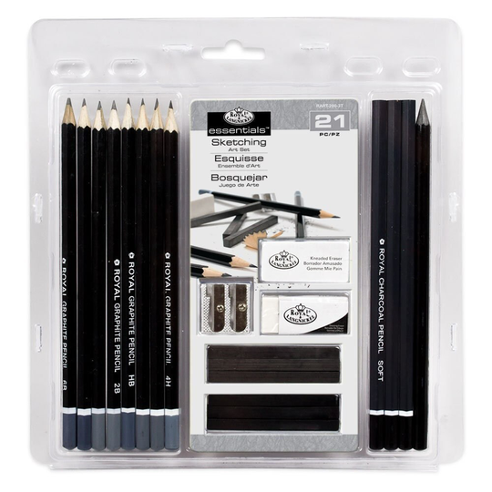 21 Piece Sketching Artist Set Medium Hard Graphite Royal Langnickel Essentials Pencil Draw Portrait Art Graphic