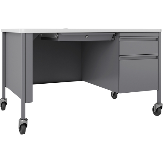 Lorell Fortress White/Platinum Steel Teachers Desk