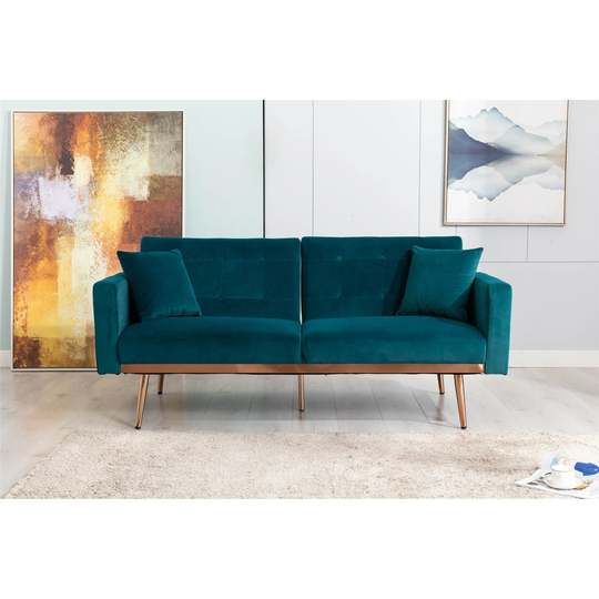 Loveseat Velvet Upholstered Convertible Sofa Bed Sleeper Adjustable Backrest Sofa