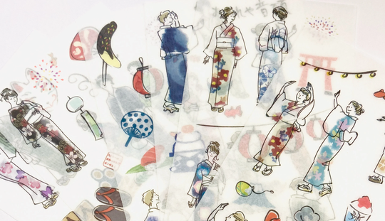 Sale Obon/Matsuri Sticker Set, Washi Tape, Stickers, Bujo, Happy Mail, Stationery Bon Dance, Japanese Festival, Happi Coat, Summer