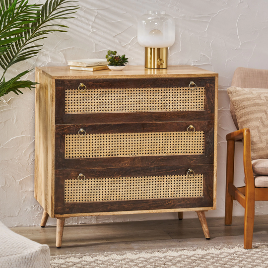 McCone Boho 3-drawer Mango Wood Sideboard by Christopher Knight Home - 33.00" L x 18.00" W x 33.00" H