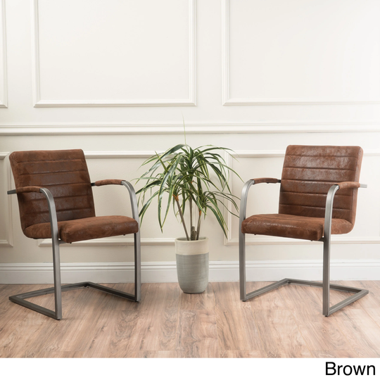 Alta Modern Microfiber/ Metal Arm Chair (Set of 2) by Christopher Knight Home