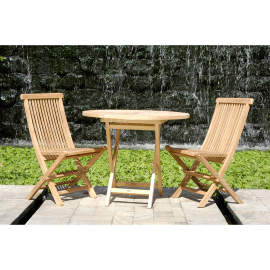 Chic Teak California Teak Wood Folding Outdoor Patio Side Chair (set of 2)