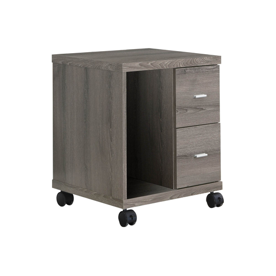 Offex Contemporary Home Office Cabinet, 2 Drawers On Castors-DarkTaupe