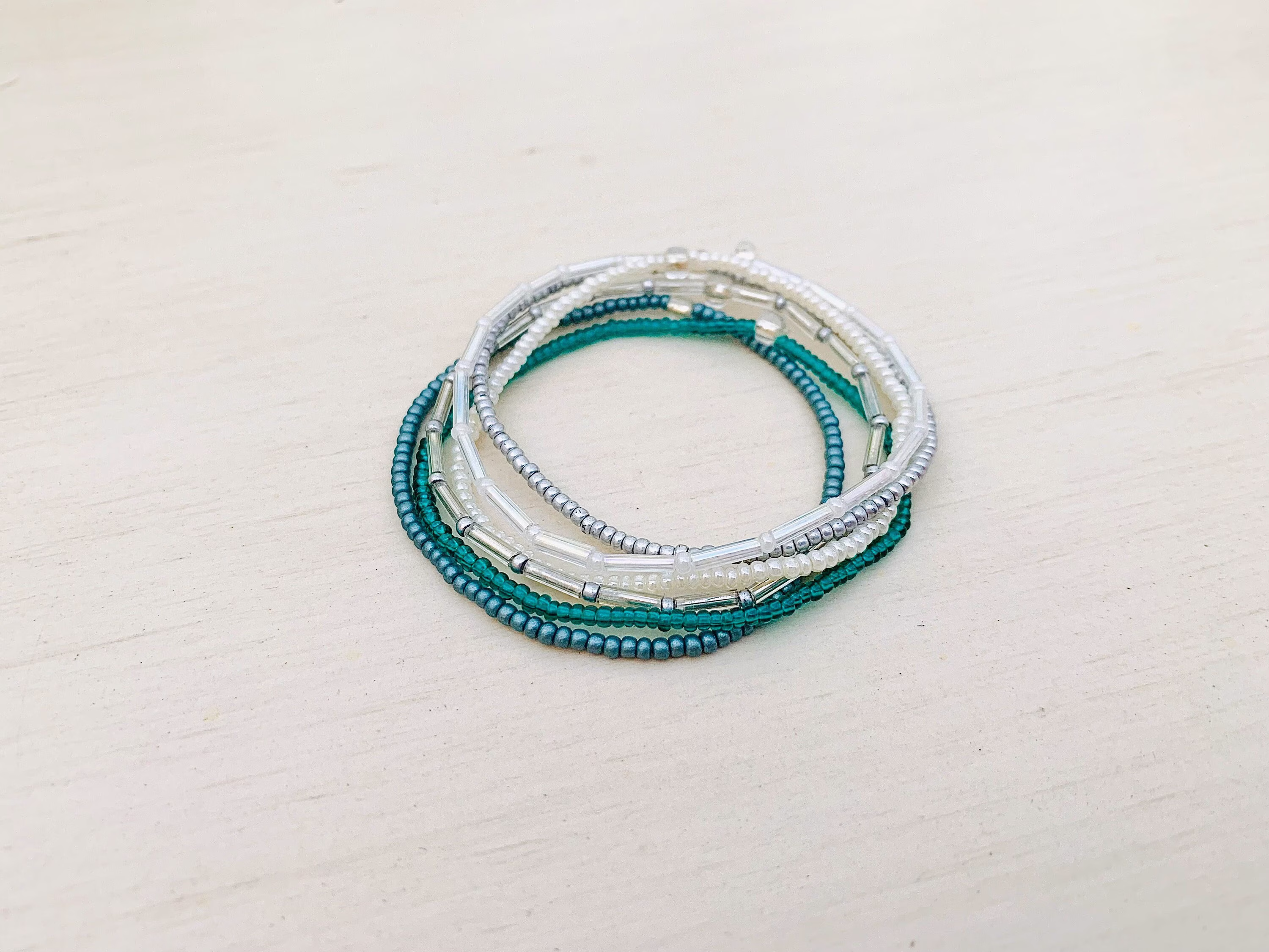 Bracelet Set, Stretch Bracelet, Seed Bead Minimalist Beaded Stack, Dainty Beachy