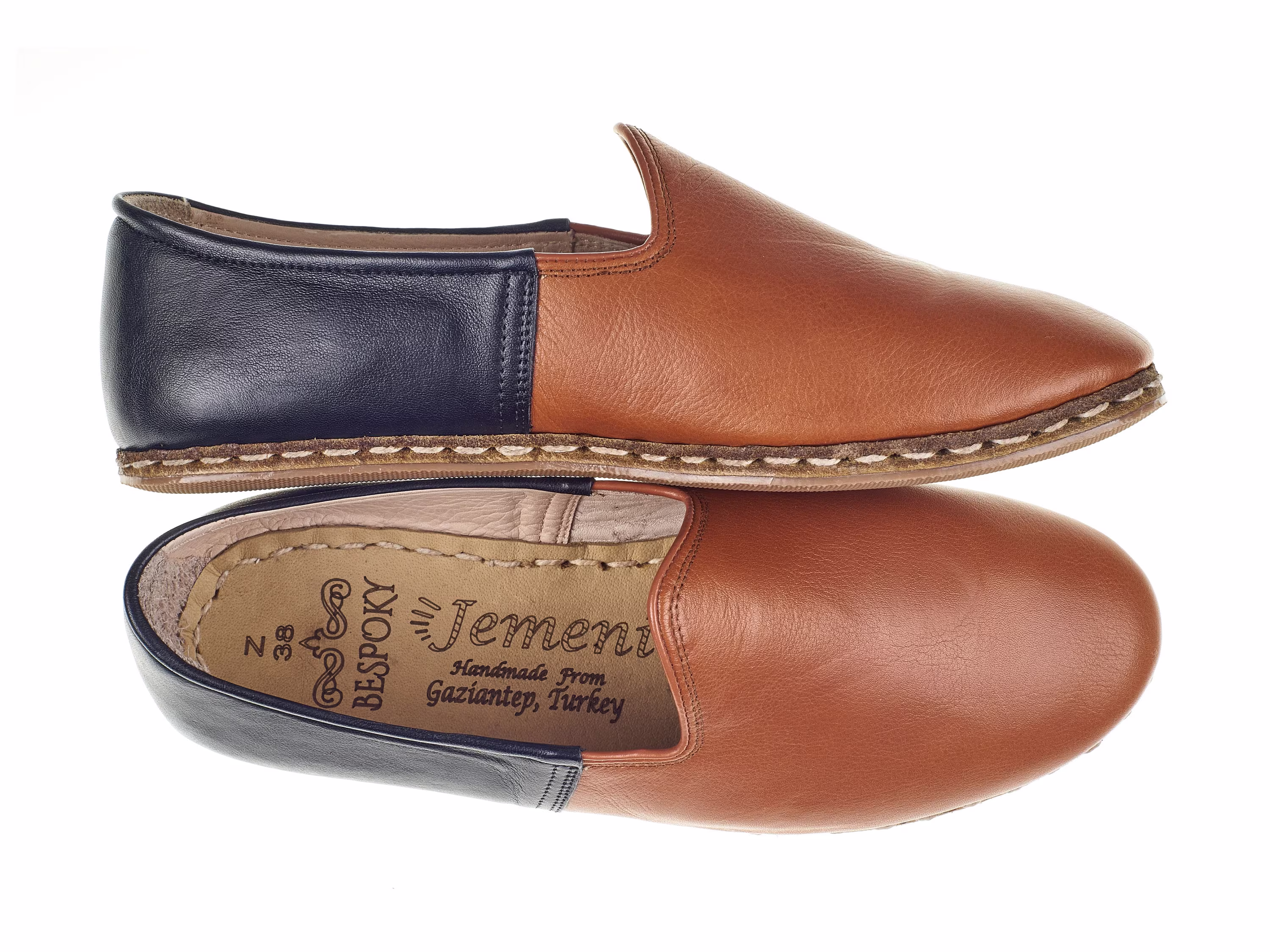 Women Black & Tan Color Turkish Leather Sanah Slip On, Handmade Loafer, Flat Shoes, Gift For Men, Bespoky