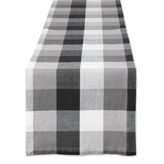 108" White and Black Checkered Table Runner