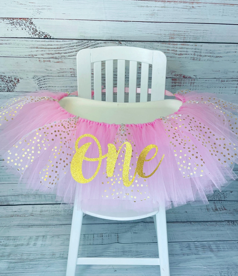 1st Birthday Girl High Chair Banner Tutu One Decorations