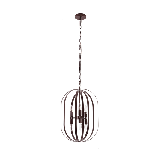 6-light Matte Black Hanging Pendant