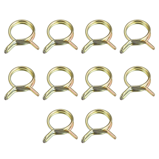 Double Wire Spring Hose Clamp, 10pcs 65Mn Steel 13mm Clips, Color Zinc Plated - Color Zinc