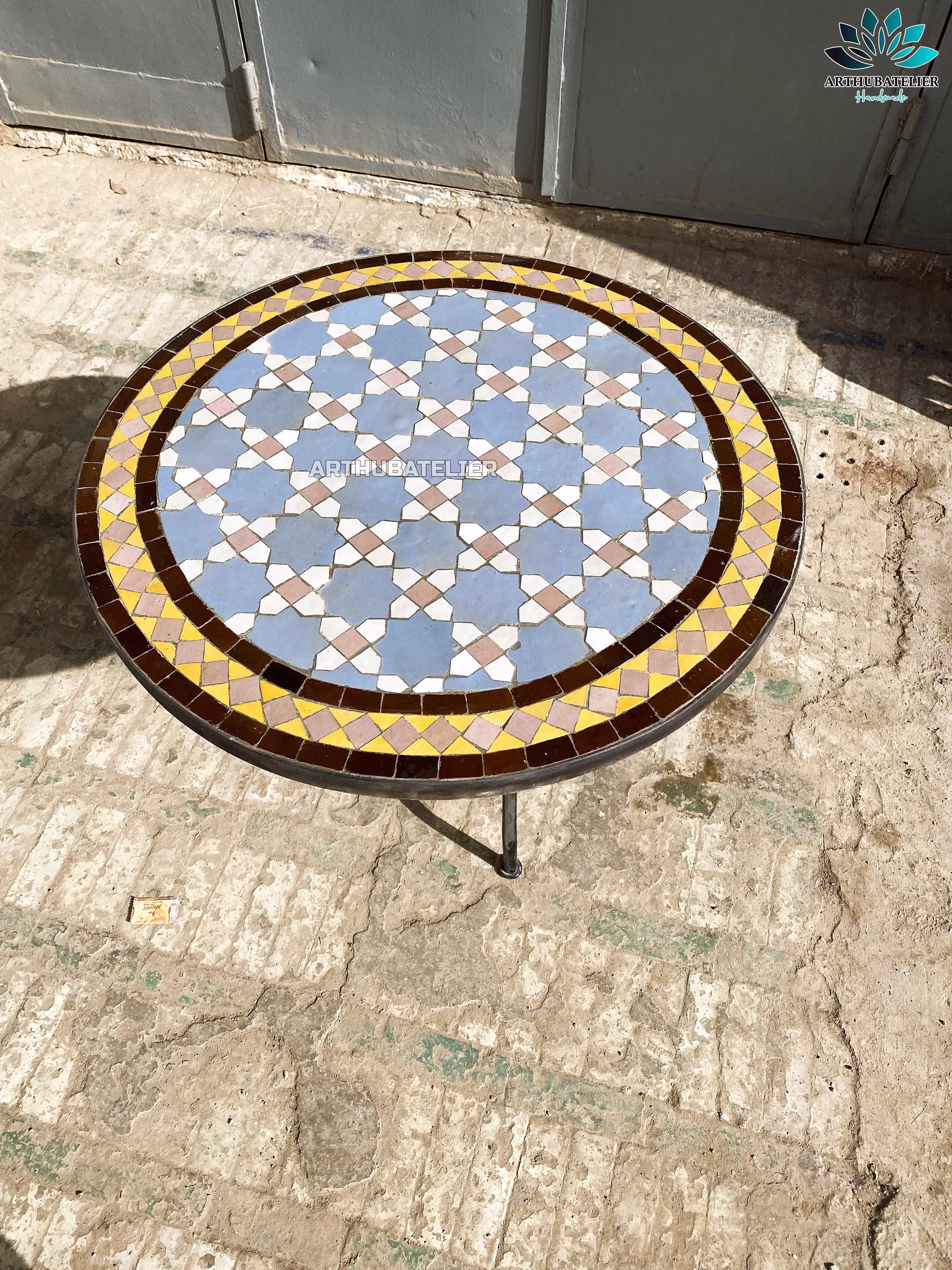Mosaic Coffee Table Round For Outdoor & Indoor 100% Handcrafted, Mid Century Mosaic Art Table