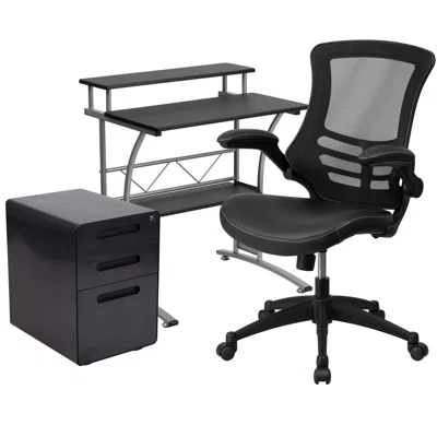 Khrystina 3 Piece Rectangular Computer Desk Office Set with Chair