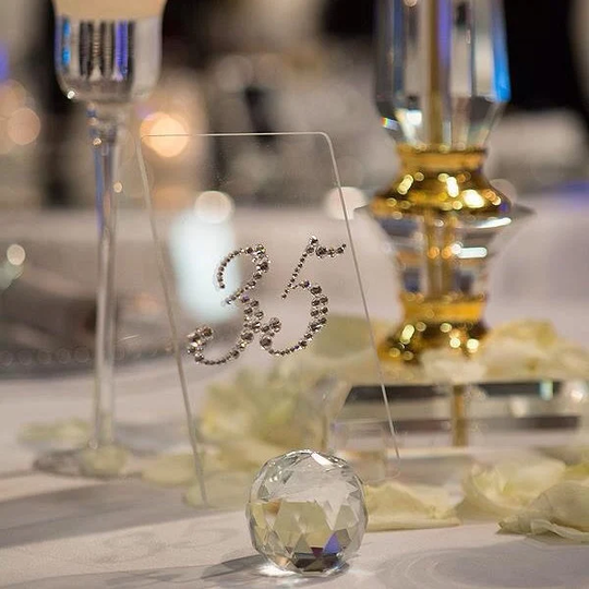 Custom Order 1-7 Clear Plexiglass Table Numbers With Swarovski Rhinestone/ Rhinestone Table Numbers/Wedding Decorations/
