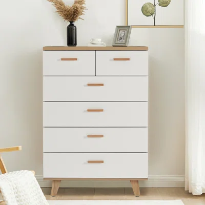 Drawer Cabinet Bar Cabinet Storge Cabinet Solid Wood Handles And Foot Stand With 4 Large Drawers And 2 Small Drawers