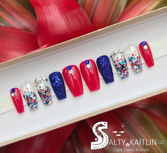 Mermaid in The USA Press On Gel Nails