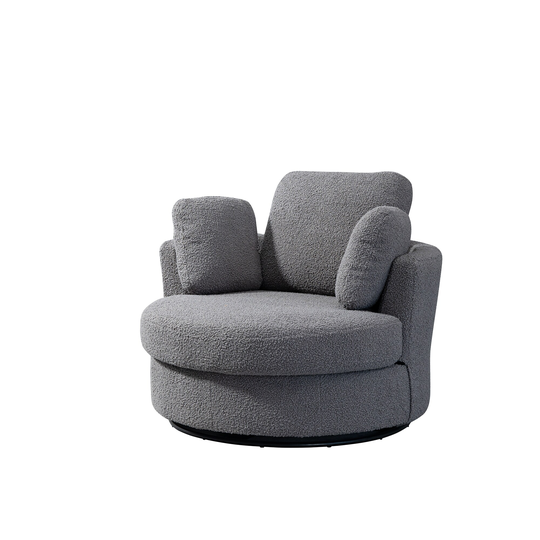 Swivel Accent Barrel Chair and Half Swivel Sofa with 3 Pillows 360 Degree Swivel Round Sofa, Arm Chair Cozy Club Chair