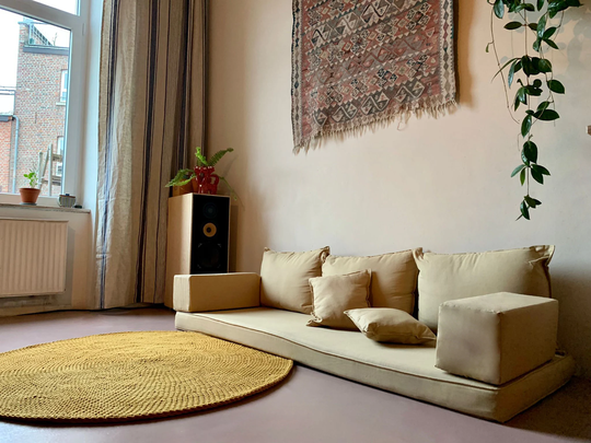 Mustard Yellow Sectional Sofas, Loveseats, Meditation Livingroom Reading Floor Cushions, Floor Sofa Set, Couches