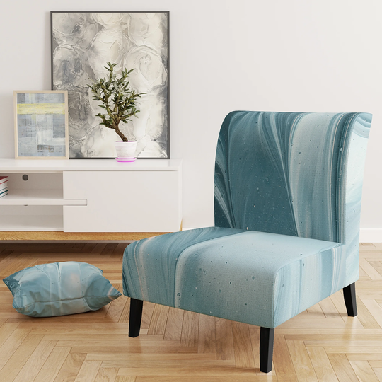 Designart 'Blue Modern Water III' Upholstered Glam Accent Chair