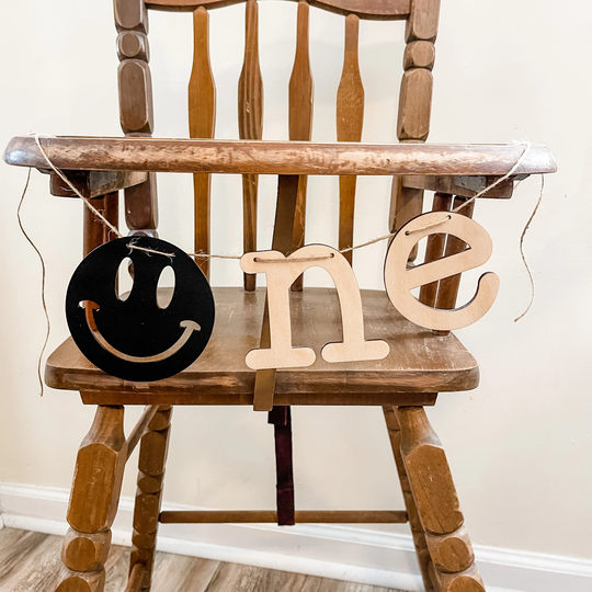 First Birthday High Chair Banner|One Highchair Banner|Smiley Face Birthday|Retro Groovy