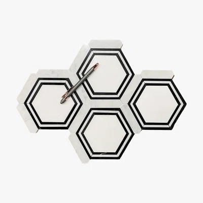 Polihsed Hexagon 12" x 11" Marble Honeycomb Mosaic Tile