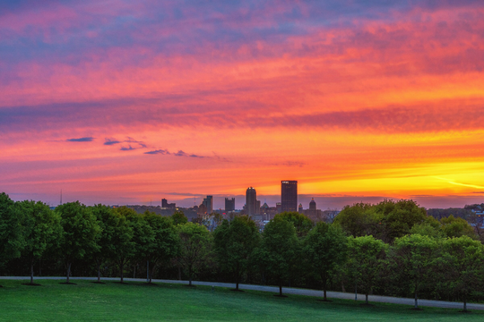 A Colorful Sunset in Pittsburgh - Skyline Various Prints