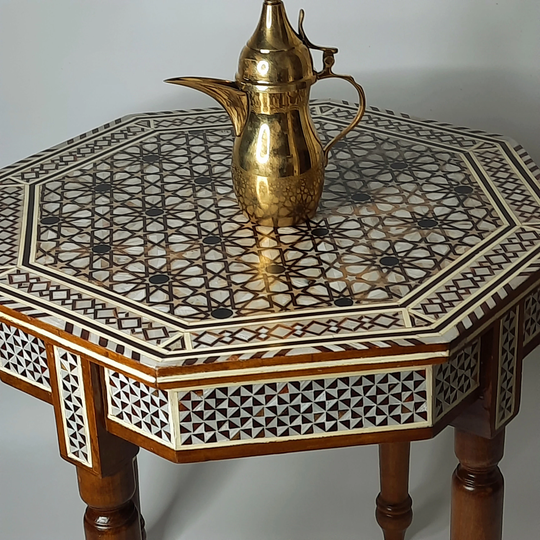 Handmade Furniture Coffee Table .octagonal Table. End Side Wooden .unique Mother Of Pearl .home Decor .gift