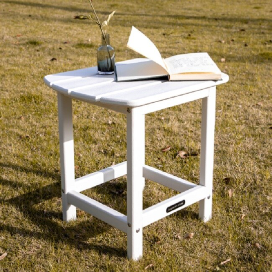 Outdoor Adirondack Side Table,Weather Resistant Coffee End Table for Patio,Easy to Assemble (Rectangle - White)