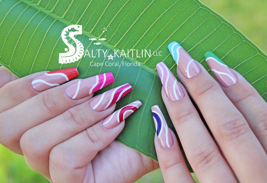 Making Rainbow Waves Gel Press On Nails