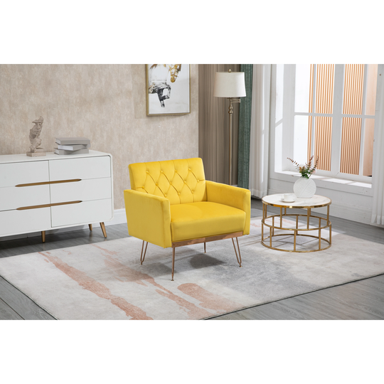 Accent Chair Arm Chairs, Upholstered Fabric Button Leisure Single Sofa Chair